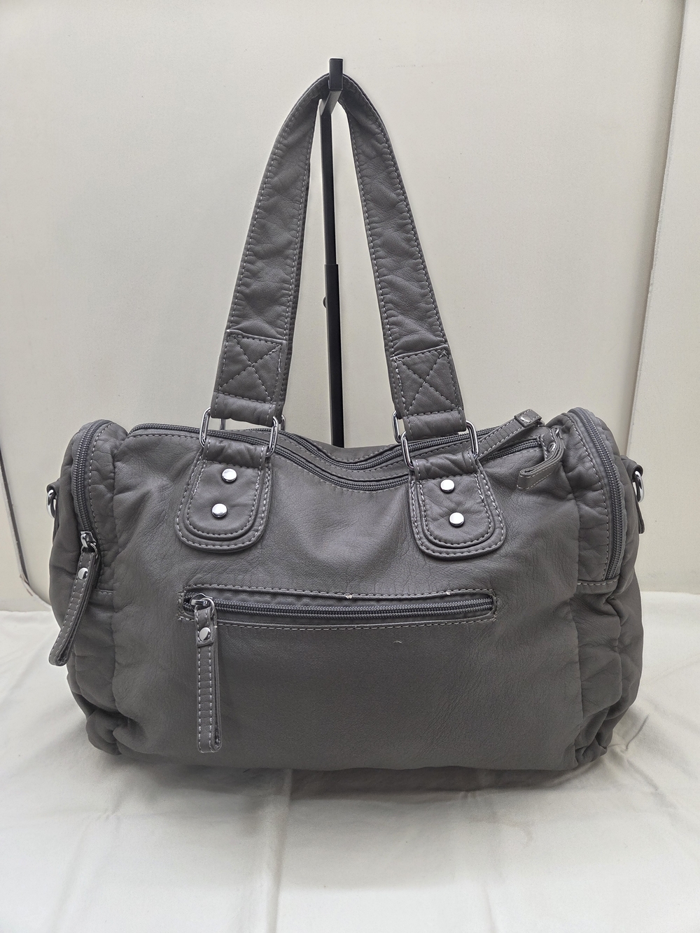 Scarleton Los Angeles Gray Large Tote | Dual Zip | Multi‑Compartment Work Bag - Picture 2 of 10
